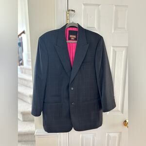 Michael Kors Black & Pink Windowpane Plaid Blazer